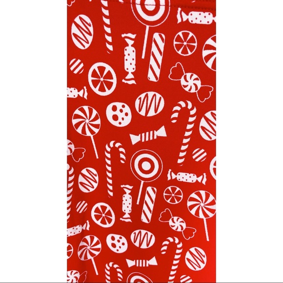 Tipsy Elves Women’s Red White Candy Cane Small Stretch Holiday Leggings - Picture 2 of 4